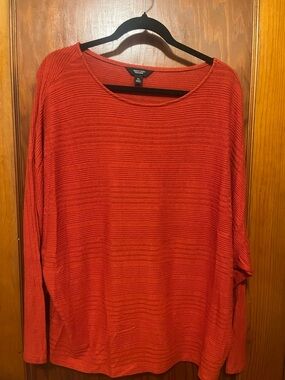 Simply Vera Vera Wang Red Ribbed Crew Neck Sweater